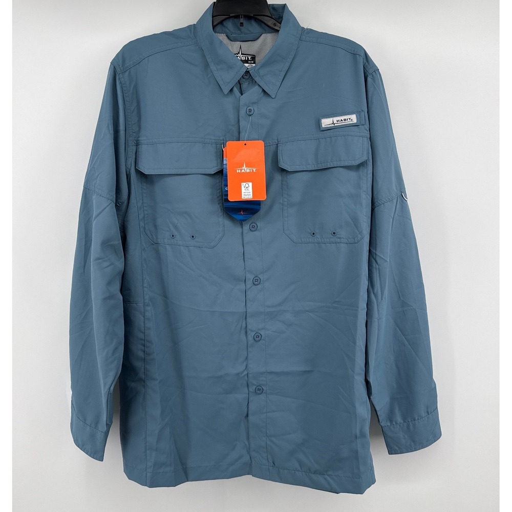 Habit Mens Bluestone Vented Long Sleeve Fishing Shirt UPF Recycled TS10614 M